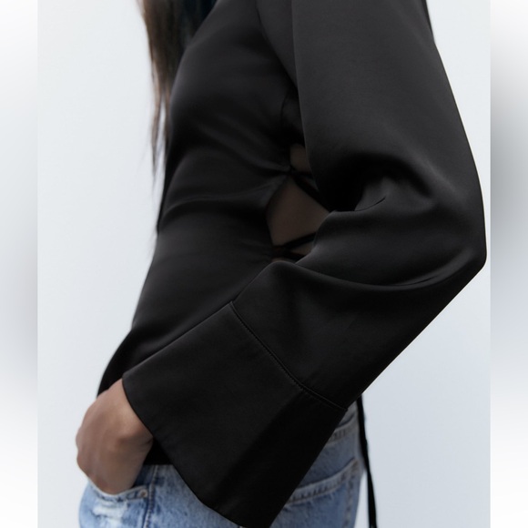 Zara button up satin open back blouse - Picture 8 of 8